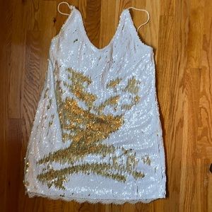 White and gold sequin dress